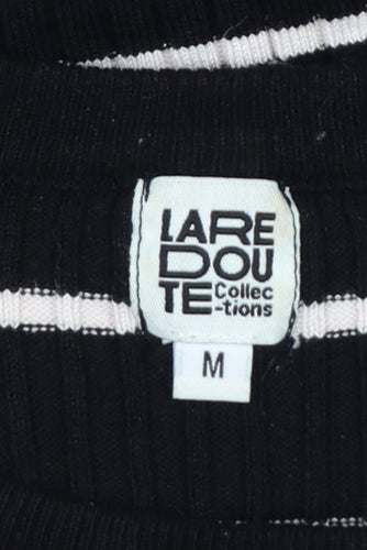 La Redoute Women Black White Striped Rib Knit V-Neck Jumper M
