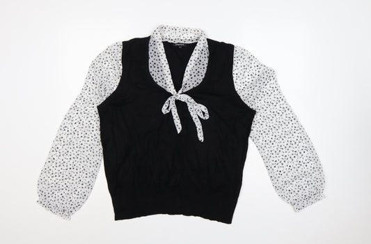 Papaya Women’s Black Size 20 Floral Chiffon Sleeve V-Neck Jumper