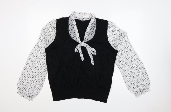 Papaya Women’s Black Size 20 Floral Chiffon Sleeve V-Neck Jumper