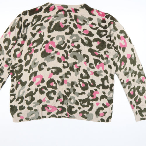 Marks and Spencer Women's Multicoloured Leopard Print Jumper UK 16 Crew Neck