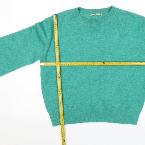 TU Women Green Glitter Knit Crew Neck Jumper UK 14 Long Sleeve