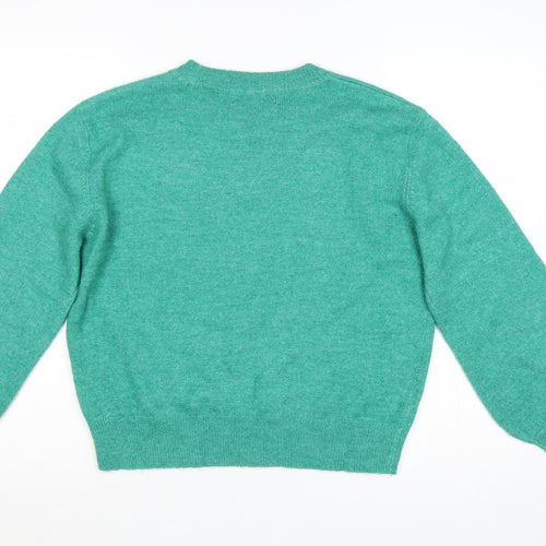 TU Women Green Glitter Knit Crew Neck Jumper UK 14 Long Sleeve