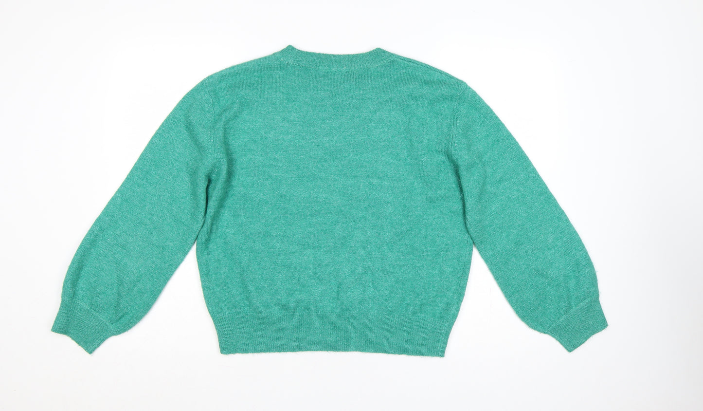 TU Women Green Glitter Knit Crew Neck Jumper UK 14 Long Sleeve