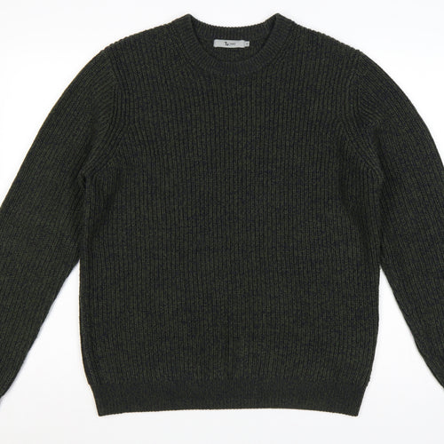 Tu Men Green M Chunky Knit Crew Neck Pullover Jumper