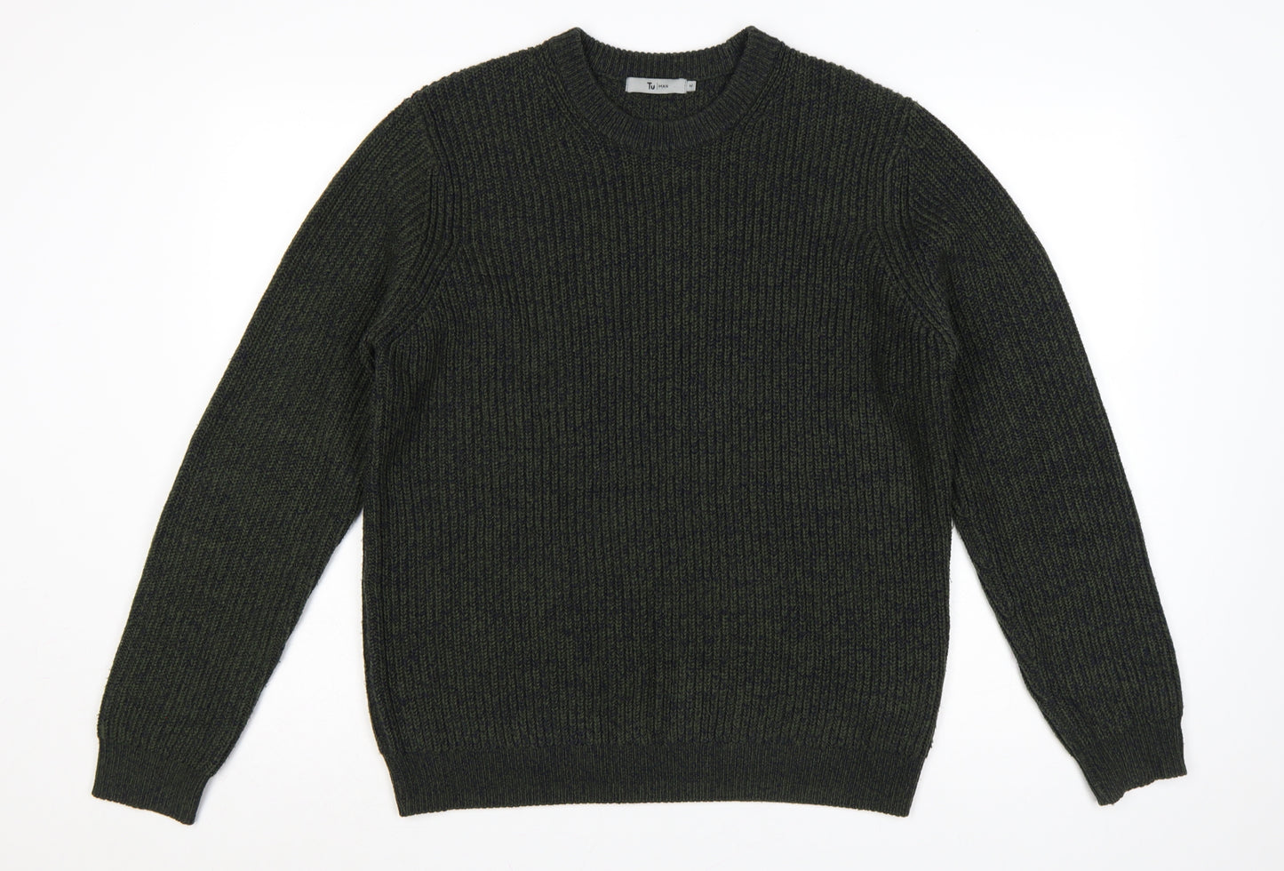 Tu Men Green M Chunky Knit Crew Neck Pullover Jumper