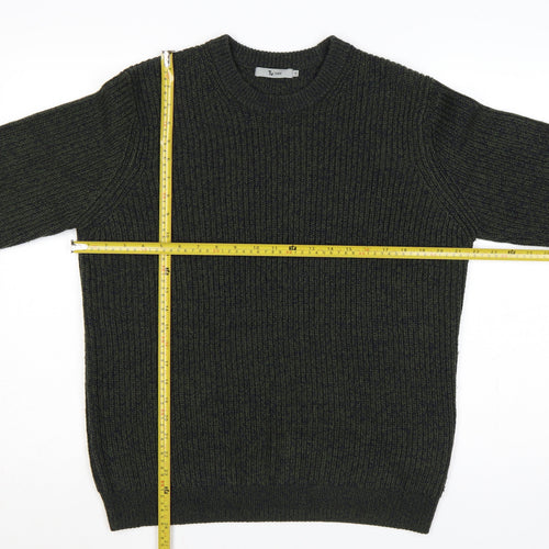 Tu Men Green M Chunky Knit Crew Neck Pullover Jumper