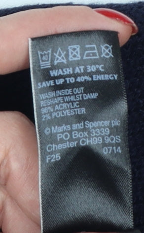 Marks and Spencer Women Blue UK 10 Christmas Stocking Sequin Knit Jumper