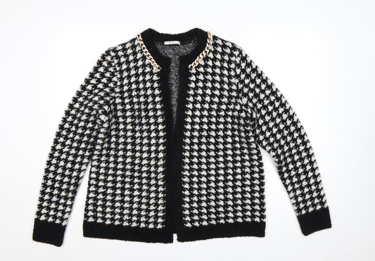 TU Woman Black White Houndstooth Chain Trim Cardigan UK 14