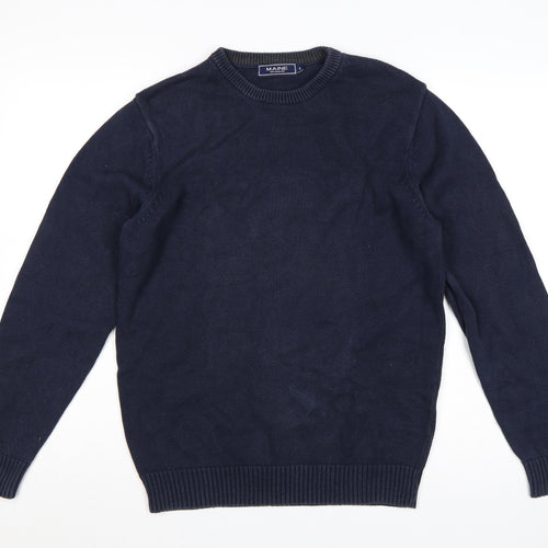 Maine New England Men's Blue S Crew Neck Cotton Knit Pullover Jumper