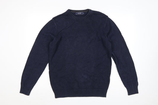 Maine New England Men's Blue S Crew Neck Cotton Knit Pullover Jumper