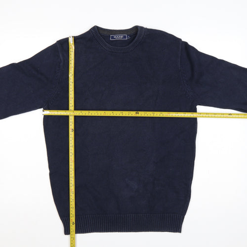 Maine New England Men's Blue S Crew Neck Cotton Knit Pullover Jumper