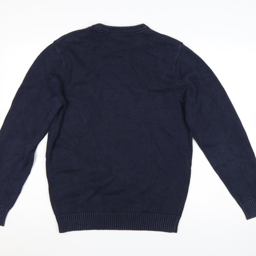 Maine New England Men's Blue S Crew Neck Cotton Knit Pullover Jumper