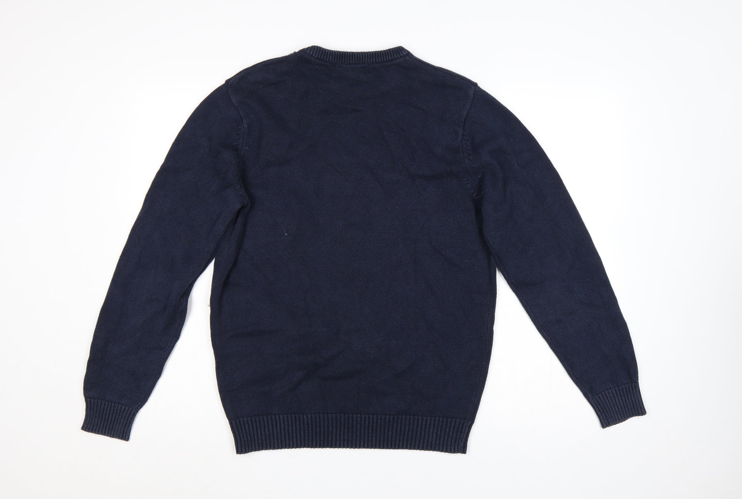 Maine New England Men's Blue S Crew Neck Cotton Knit Pullover Jumper