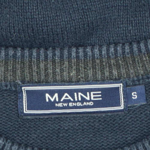 Maine New England Men's Blue S Crew Neck Cotton Knit Pullover Jumper