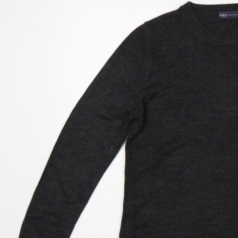 Marks and Spencer Women Grey Size 14 Crew Neck Knit Pullover Jumper