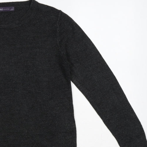 Marks and Spencer Women Grey Size 14 Crew Neck Knit Pullover Jumper