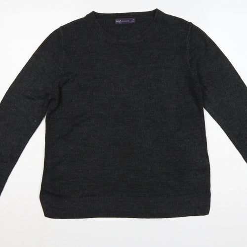 Marks and Spencer Women Grey Size 14 Crew Neck Knit Pullover Jumper