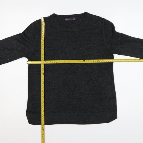 Marks and Spencer Women Grey Size 14 Crew Neck Knit Pullover Jumper