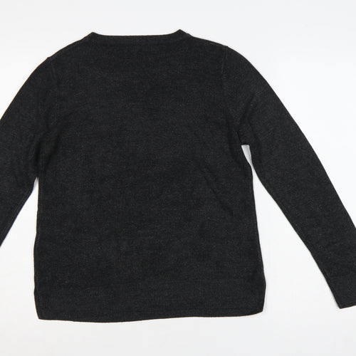 Marks and Spencer Women Grey Size 14 Crew Neck Knit Pullover Jumper