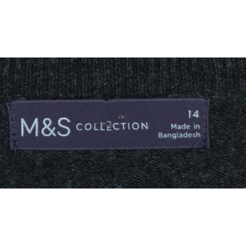 Marks and Spencer Women Grey Size 14 Crew Neck Knit Pullover Jumper