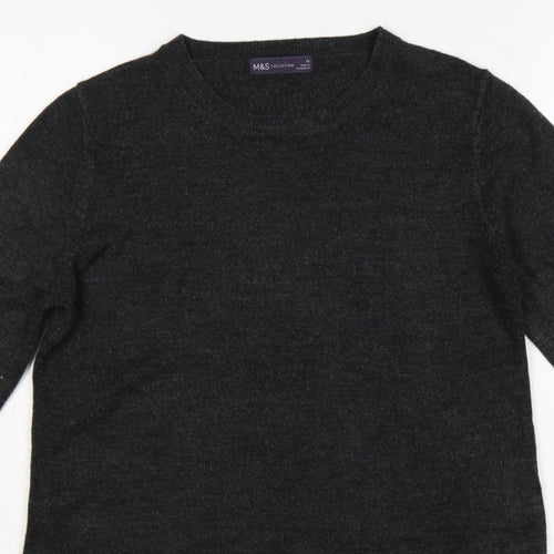 Marks and Spencer Women Grey Size 14 Crew Neck Knit Pullover Jumper