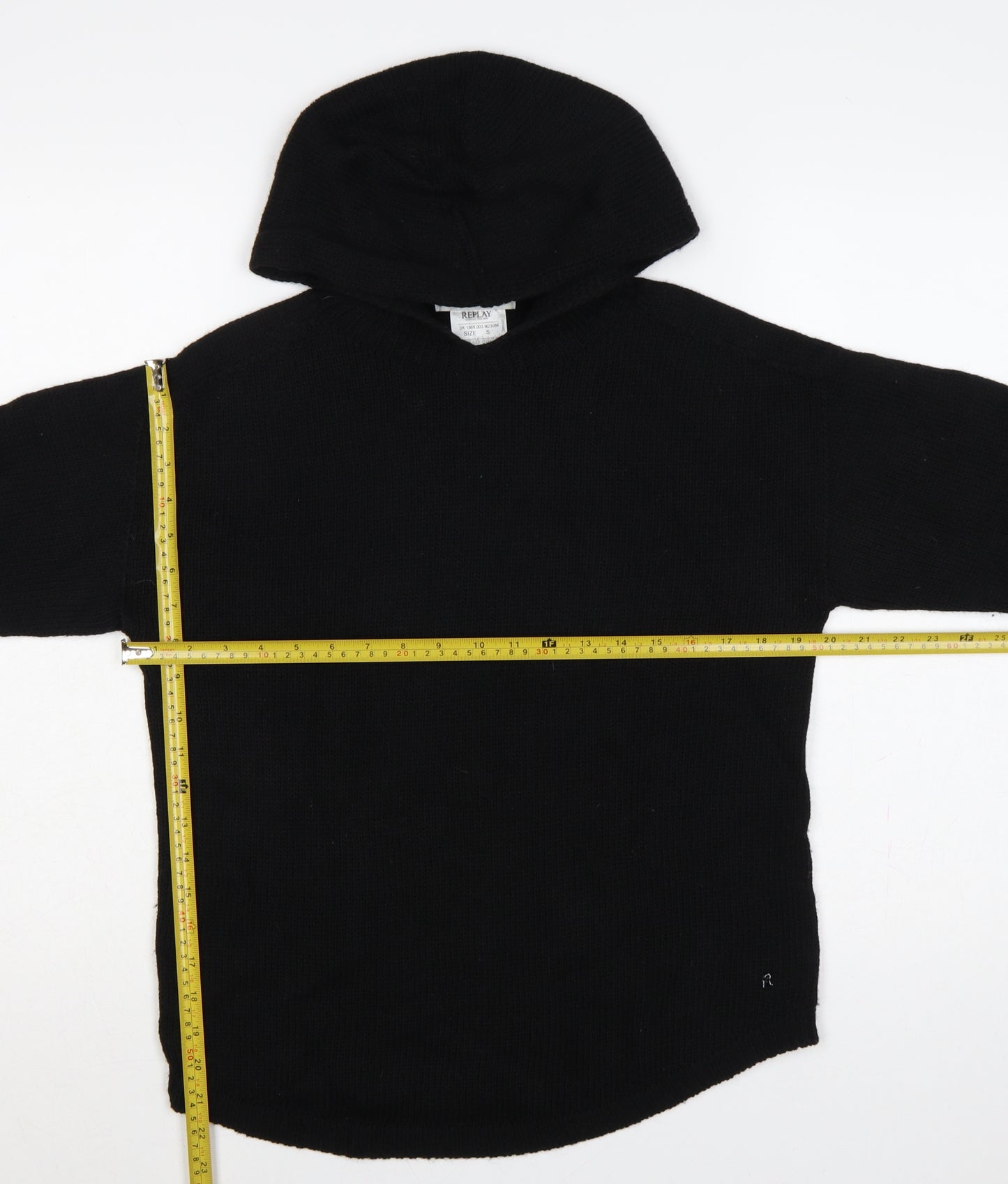 Replay Women’s Black S Hooded Knit Wool Blend Pullover Jumper