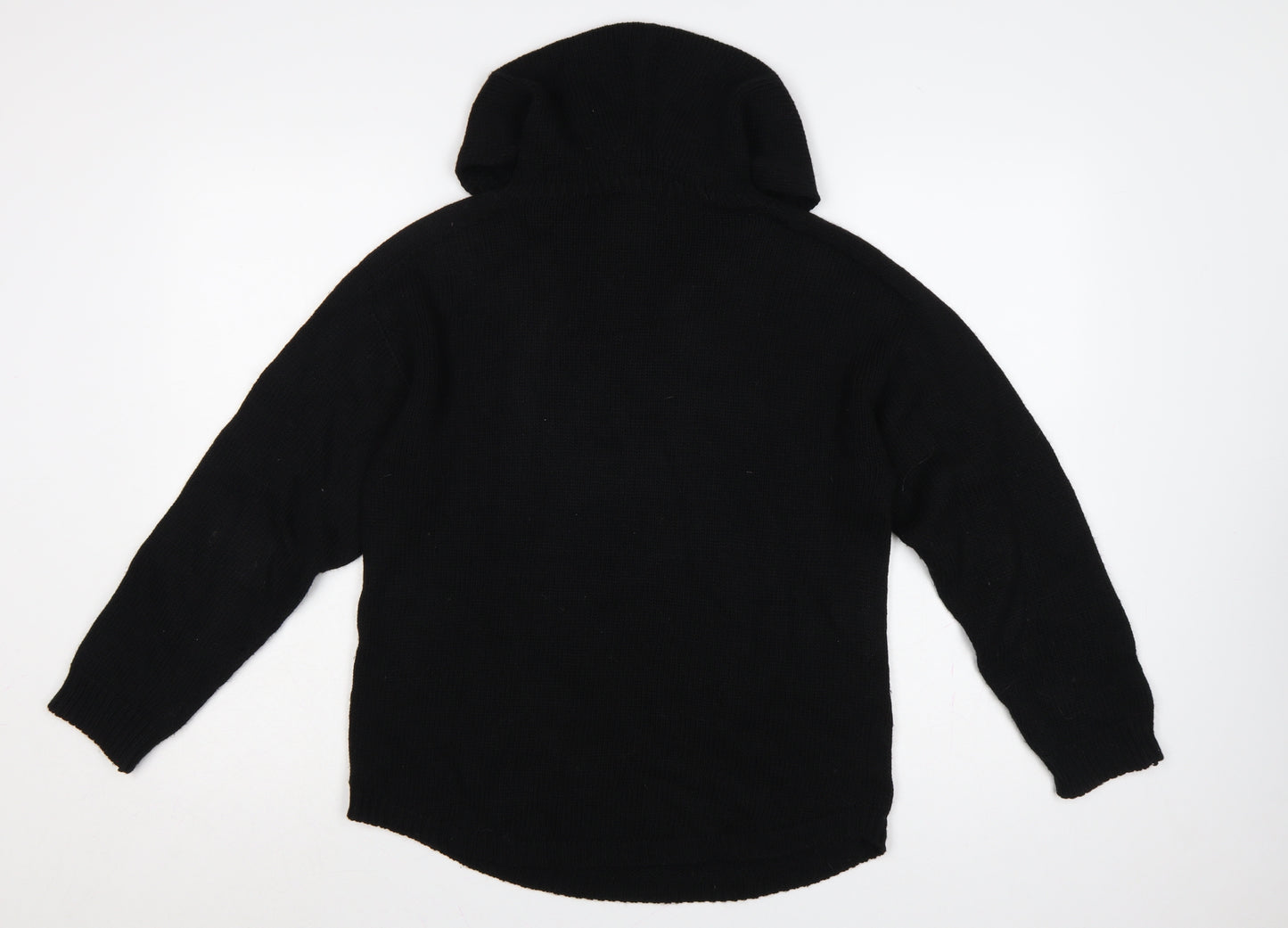 Replay Women’s Black S Hooded Knit Wool Blend Pullover Jumper