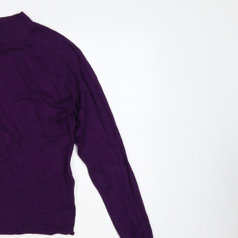 New Look Women Purple UK 10 High Neck Long Sleeve Knit Jumper