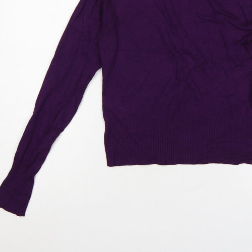 New Look Women Purple UK 10 High Neck Long Sleeve Knit Jumper