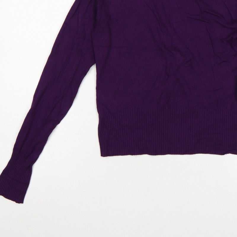New Look Women Purple UK 10 High Neck Long Sleeve Knit Jumper