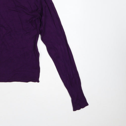 New Look Women Purple UK 10 High Neck Long Sleeve Knit Jumper
