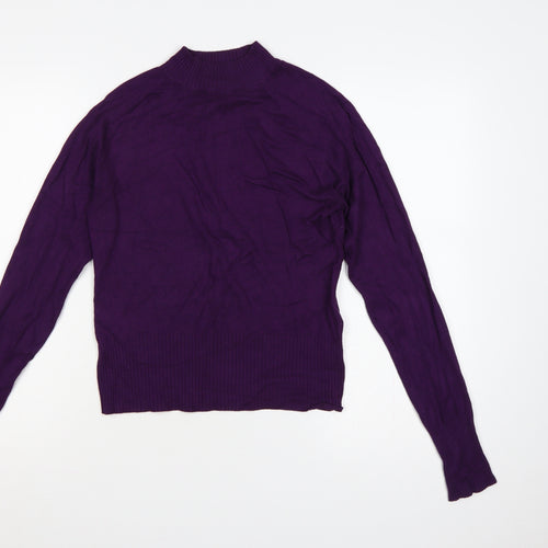New Look Women Purple UK 10 High Neck Long Sleeve Knit Jumper