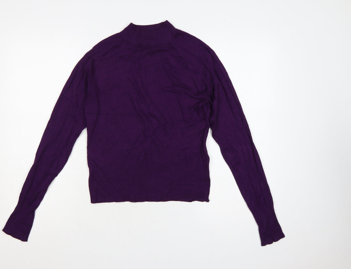 New Look Women Purple UK 10 High Neck Long Sleeve Knit Jumper