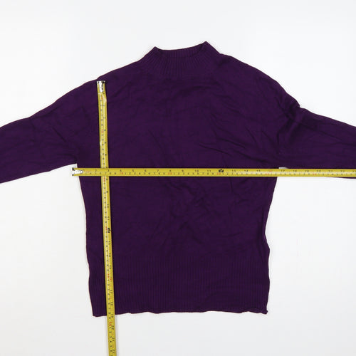 New Look Women Purple UK 10 High Neck Long Sleeve Knit Jumper