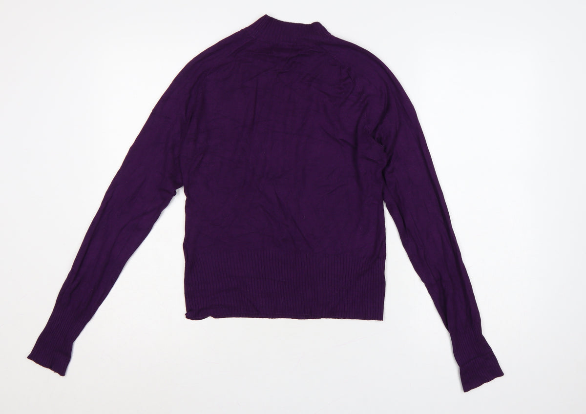 New Look Women Purple UK 10 High Neck Long Sleeve Knit Jumper