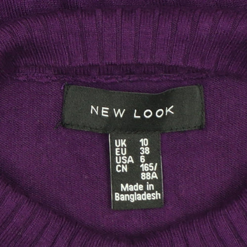 New Look Women Purple UK 10 High Neck Long Sleeve Knit Jumper