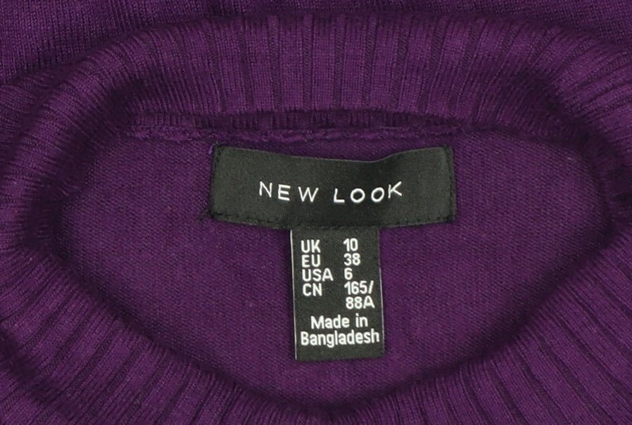 New Look Women Purple UK 10 High Neck Long Sleeve Knit Jumper