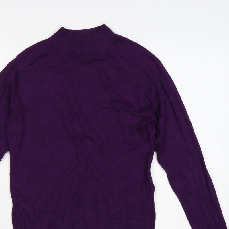 New Look Women Purple UK 10 High Neck Long Sleeve Knit Jumper