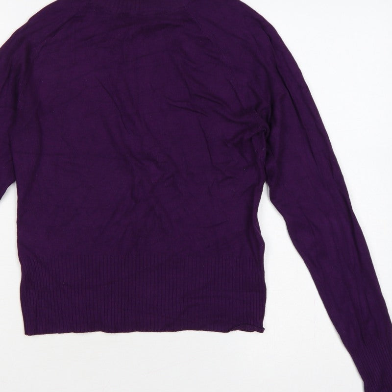 New Look Women Purple UK 10 High Neck Long Sleeve Knit Jumper