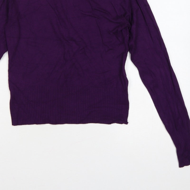 New Look Women Purple UK 10 High Neck Long Sleeve Knit Jumper