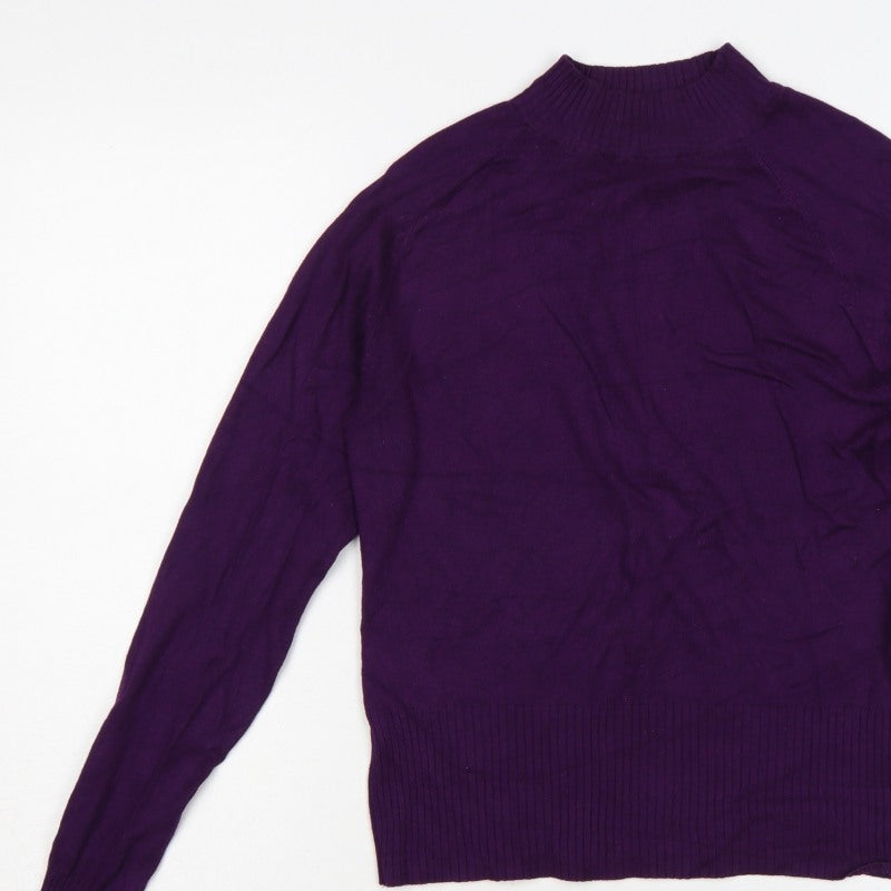 New Look Women Purple UK 10 High Neck Long Sleeve Knit Jumper