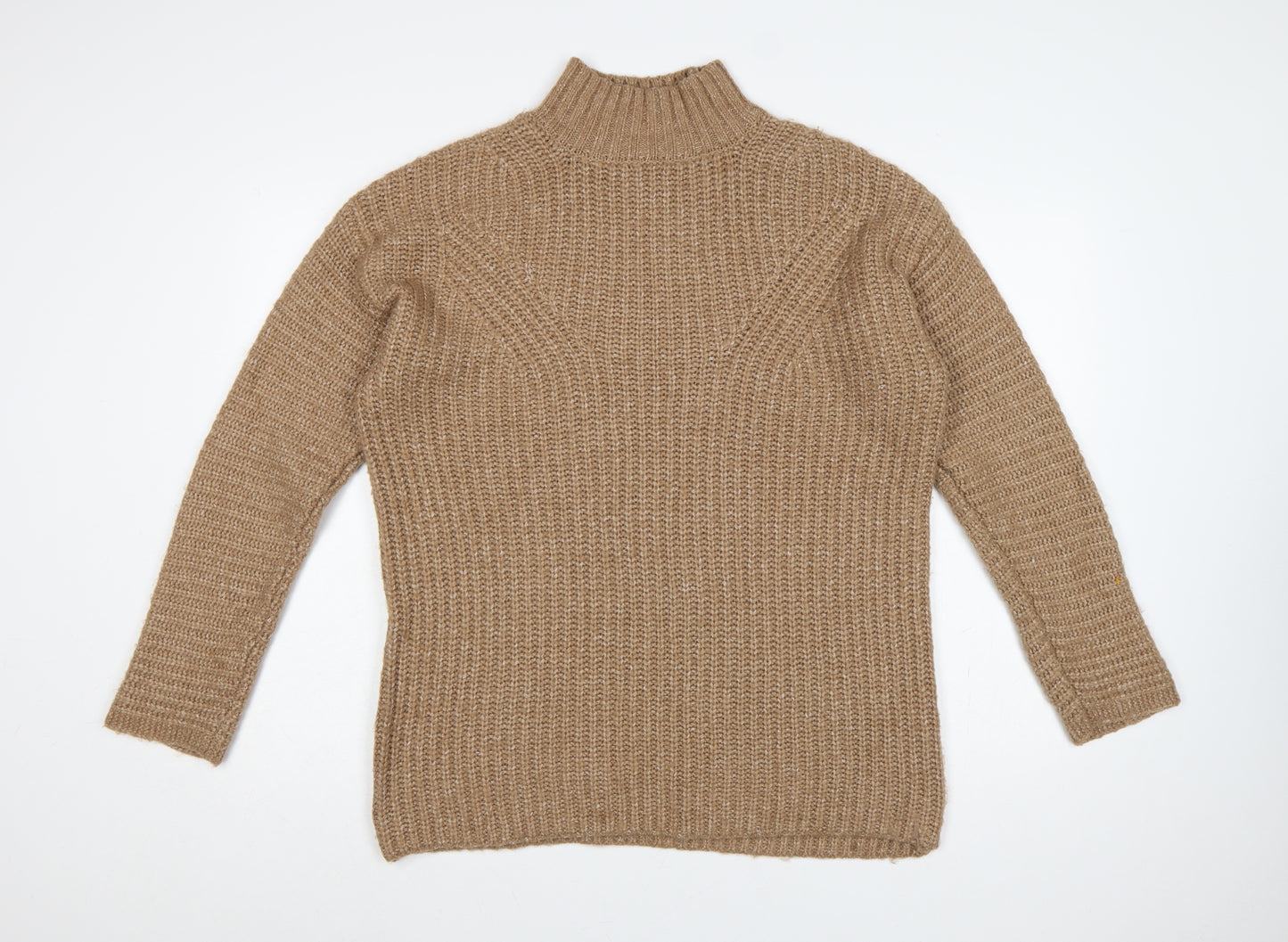Tu Women Brown Size 12 Chunky Knit High Neck Long Sleeve Jumper
