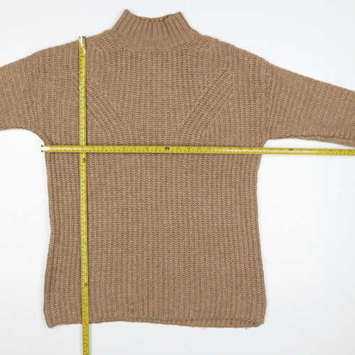 Tu Women Brown Size 12 Chunky Knit High Neck Long Sleeve Jumper