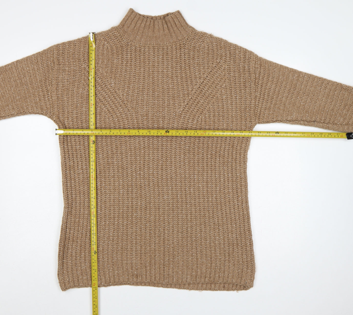 Tu Women Brown Size 12 Chunky Knit High Neck Long Sleeve Jumper