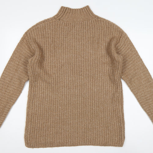 Tu Women Brown Size 12 Chunky Knit High Neck Long Sleeve Jumper