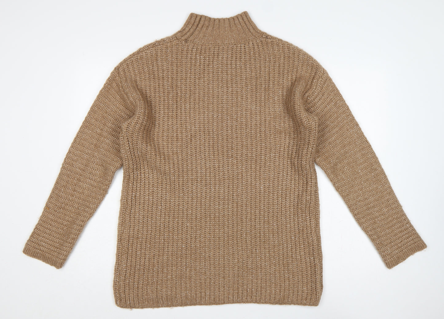 Tu Women Brown Size 12 Chunky Knit High Neck Long Sleeve Jumper