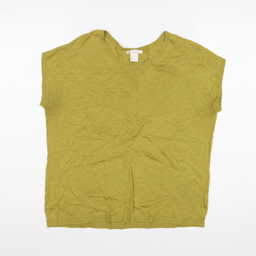 H&M Basic Women’s Yellow S Sleeveless Crew Neck Knit Vest Jumper