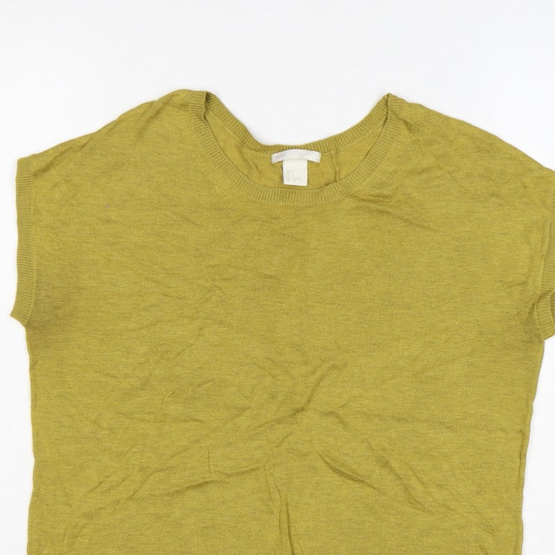 H&M Basic Women’s Yellow S Sleeveless Crew Neck Knit Vest Jumper