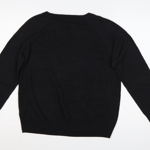 Marks & Spencer Women Black Size 16 Beaded Jewel Knit Jumper
