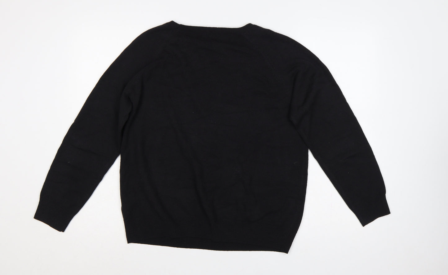 Marks & Spencer Women Black Size 16 Beaded Jewel Knit Jumper